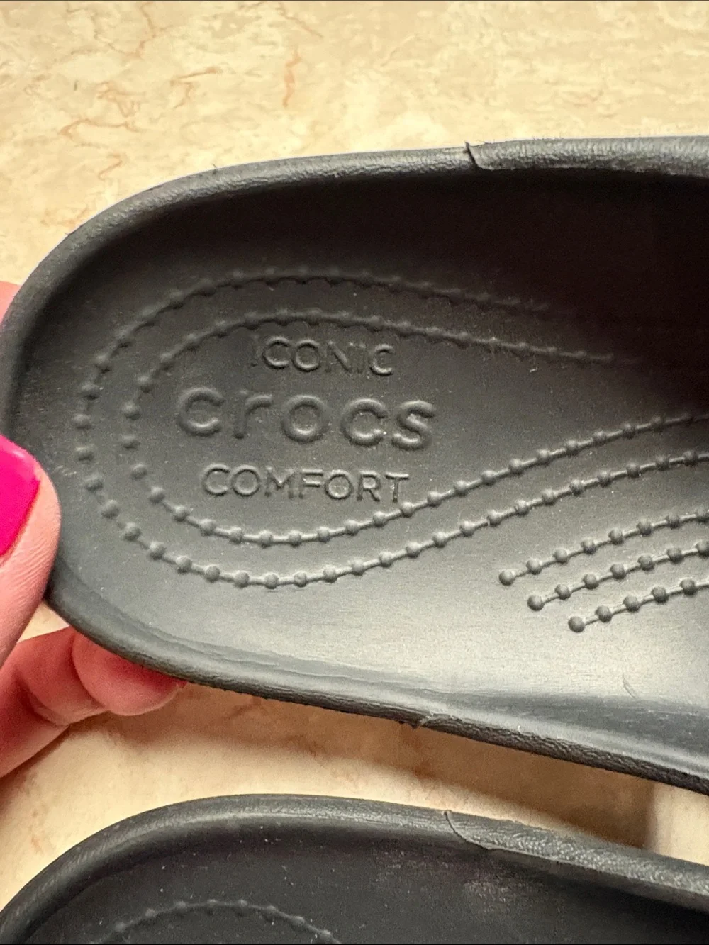CROCS Women’s Black Slip-On Flip-Flops with Contoured Footbed